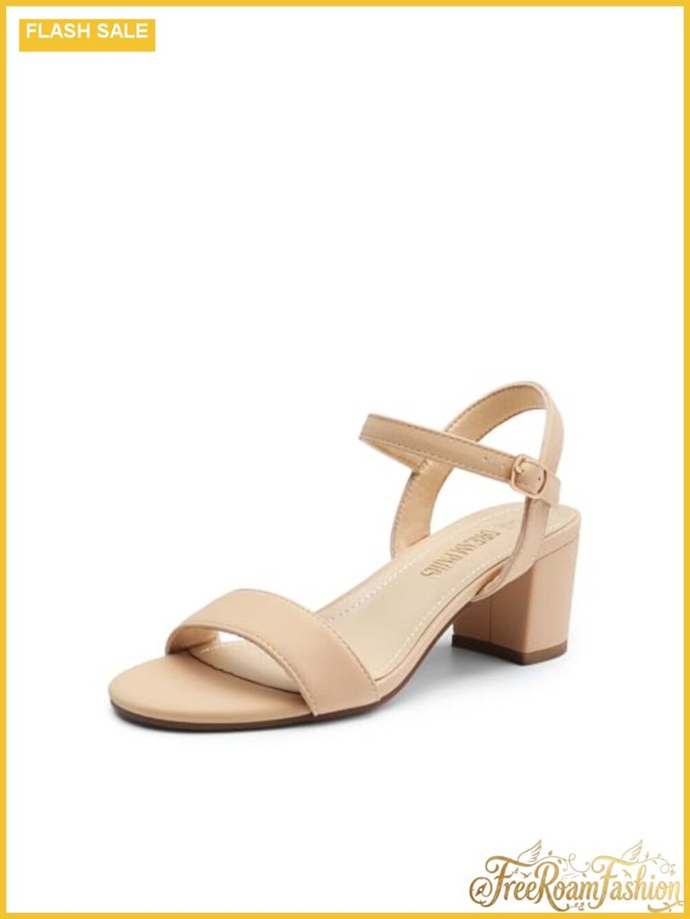 Women's Chunky Low Block Heeled Sandals Faux Leather Ankle Strap
